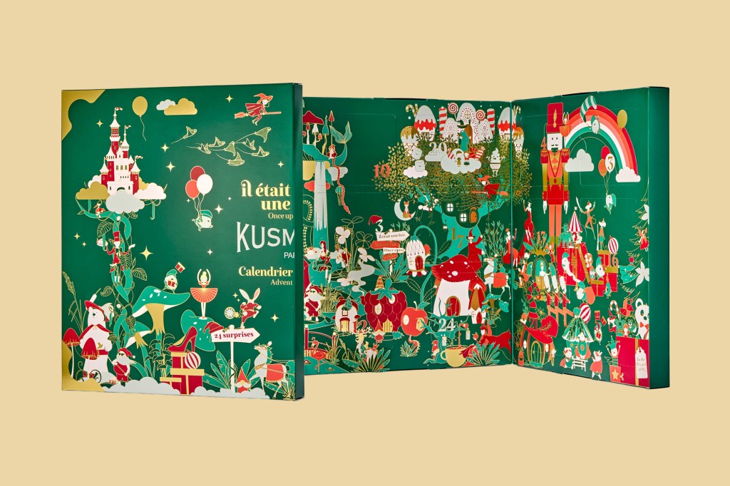 A green book with a cartoon design titled gourmand advent calendar